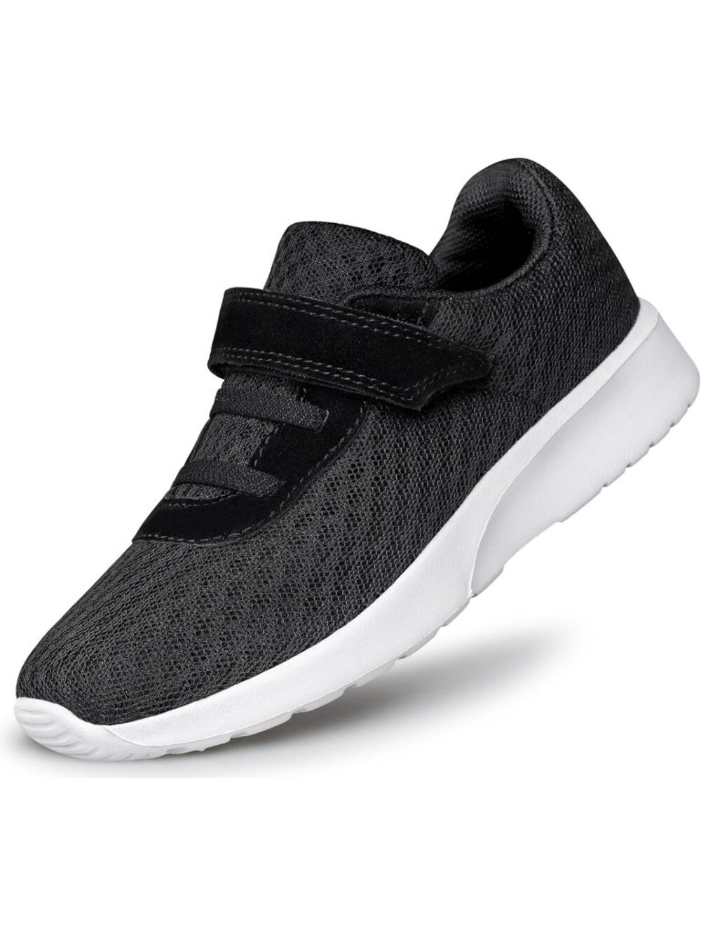 Kids Coal Black Mesh Shoes Toddler Boys Girls Running Sports Strap Sneakers